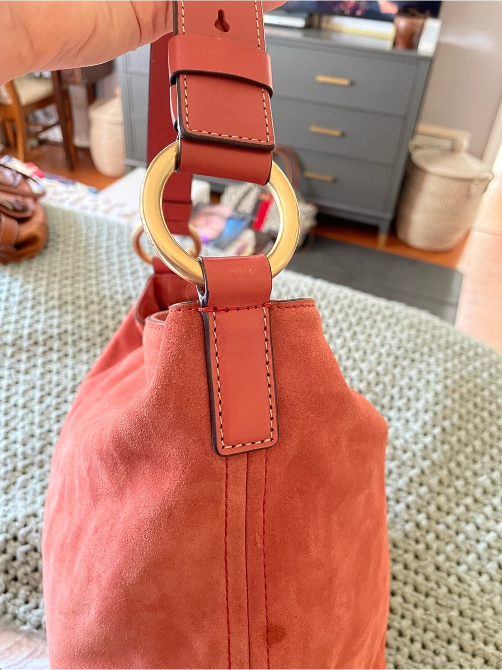 NEW! Michael Kors Suede Hobo Bag in Rust Tan with Tassel - Picture 10 of 13